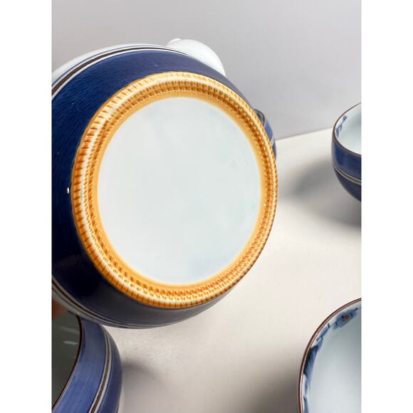 Arita Ware Grey Floral Japanese Tea Set with Teapot & 5 Cups w/ Lids Modern - Picture 5 of 9